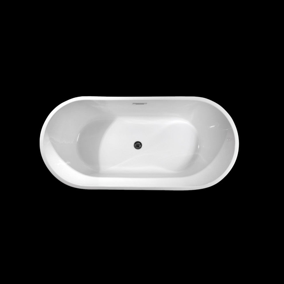 Acrylic Freestanding Soaking Bathtub, Gloss White, 67"