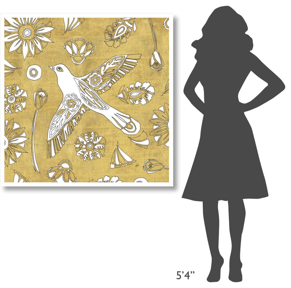 "Color my World Nordic Woodcut I Gold" Paper Print by Daphne Brissonnet, 42"x42"