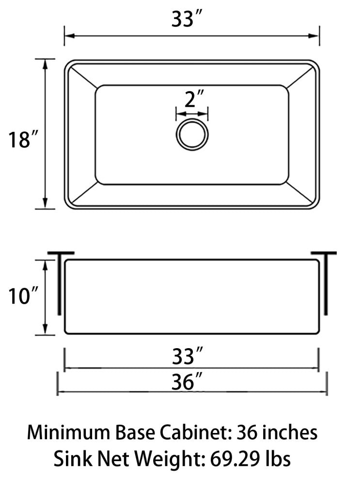 Sinber Farmhouse Apron Single Bowl Kitchen Sink with Fireclay 2 Accessories, Black, 33" X 18"