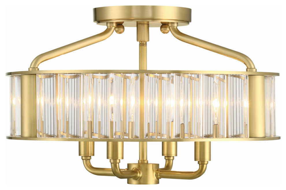 Crystorama Lighting Group FAR-6000 Farris 4 Light 17"W Semi-Flush - Aged Brass