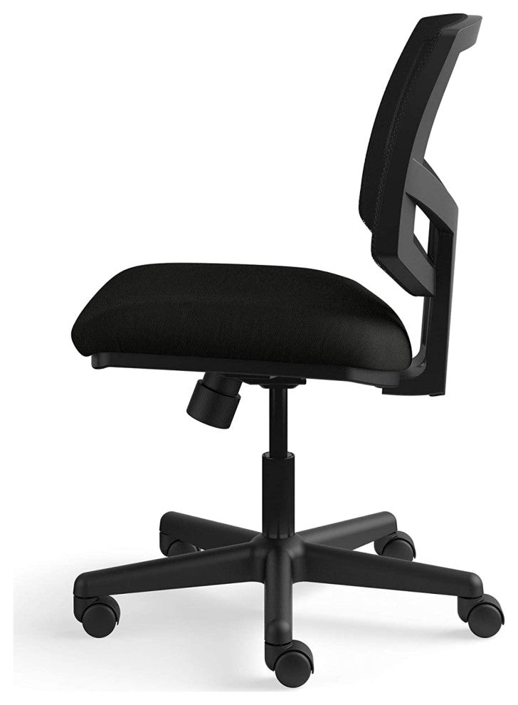 Mesh Back Task Chair, Center-Tilt, Black Soft Thread Leather