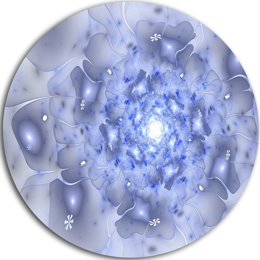 Glittering Gold Purple Fractal Flower, Floral Round Metal Wall Art, 23"