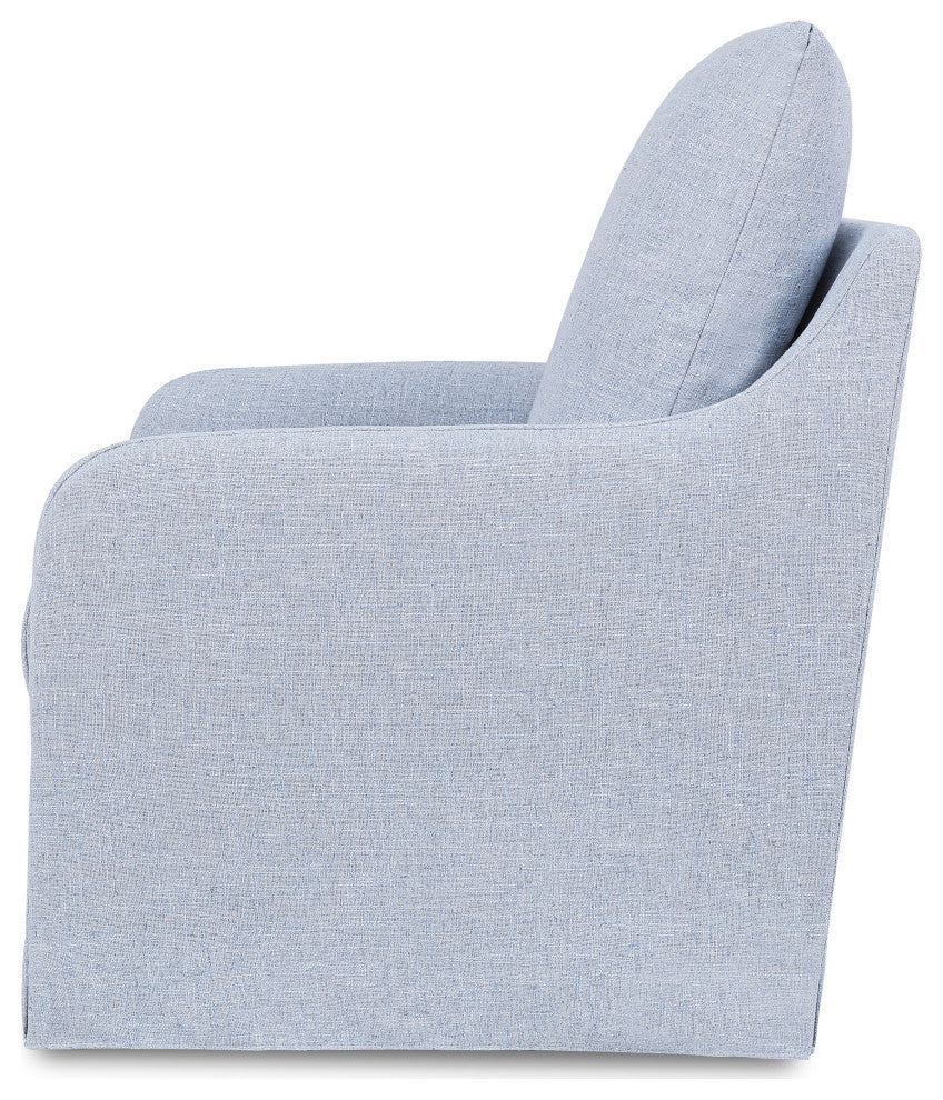 Reese Slipcover Swivel Glider, Chambray Eco-Linen