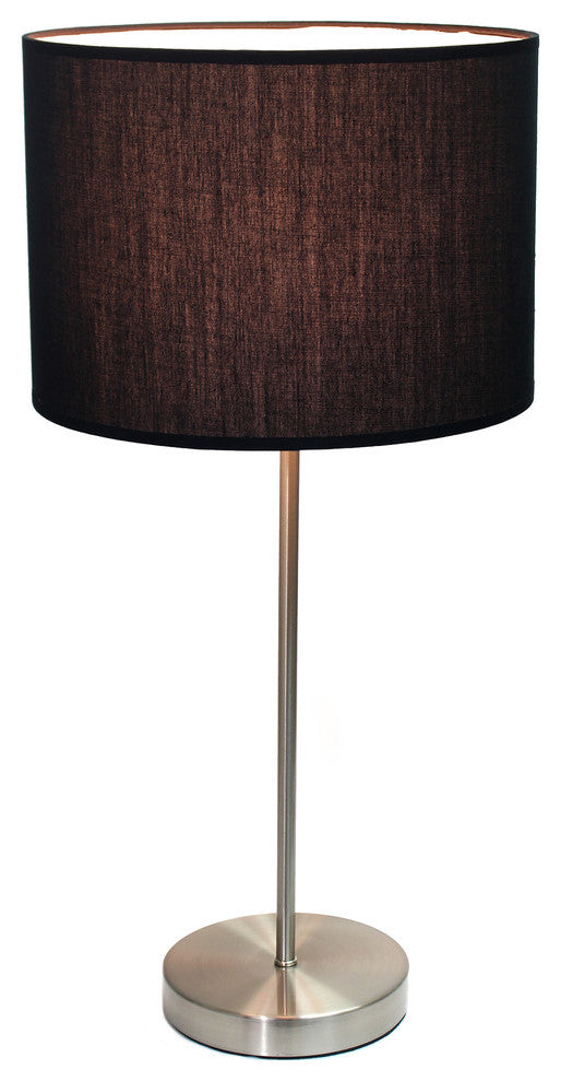 Simple Designs Brushed Nickel Stick Lamp With Fabric Shade, Black