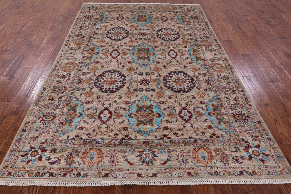 6' 9" X 9' 10" Hand Knotted Persian Tabriz Wool Rug Q10038