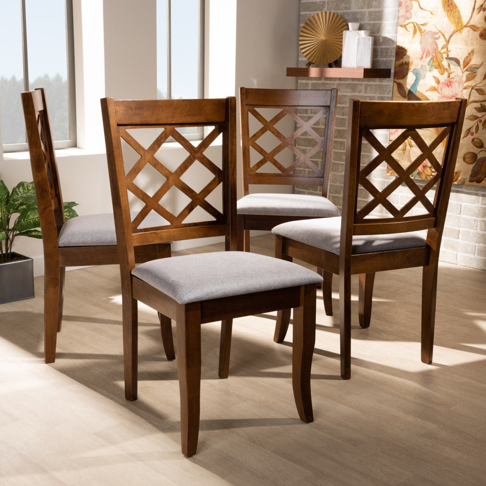 Connell 4-Piece lWalnut Effect Dining Chair Gray Cushion
