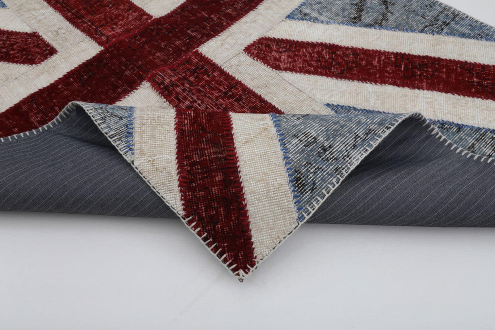 Rug N Carpet - Handwoven Turkish 4' 0'' x 6' 0'' Flag Patchwork Rug
