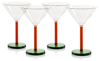 Vireo 4-Piece Martini Glass Set, Amber & Green