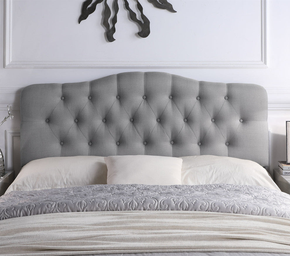 Charlotte Upholstered Panel Headboard, Gray, Twin