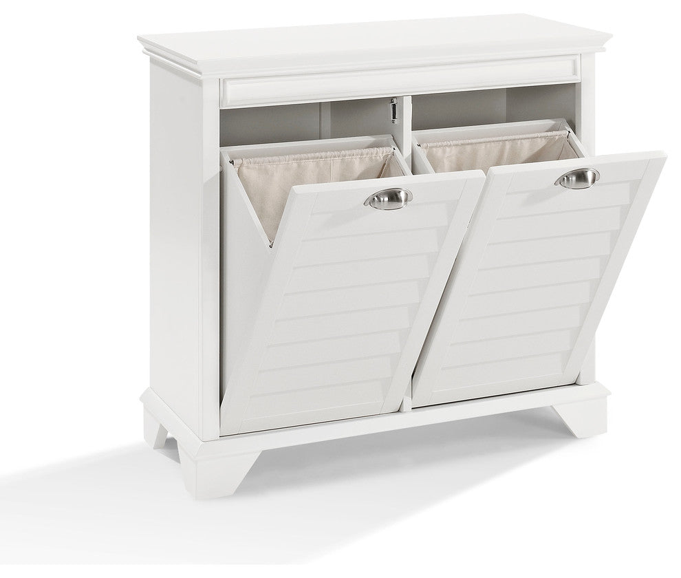 Lydia Linen Hamper, White