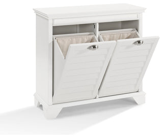 Lydia Linen Hamper, White