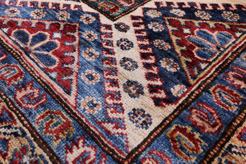 8' 4" X 9' 9" Hand Knotted Super Kazak Geometric Wool Rug Q9781