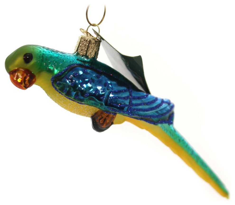 Old World Christmas Parakeet Glass Ornament Bird Talk 16038