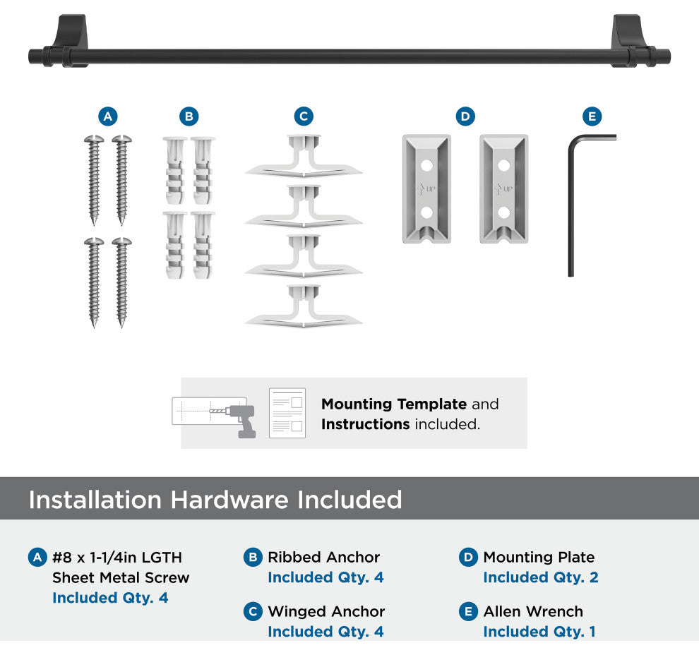 Amerock Davenport Transitional Towel Bar, Matte Black, 24" Center-to-Center