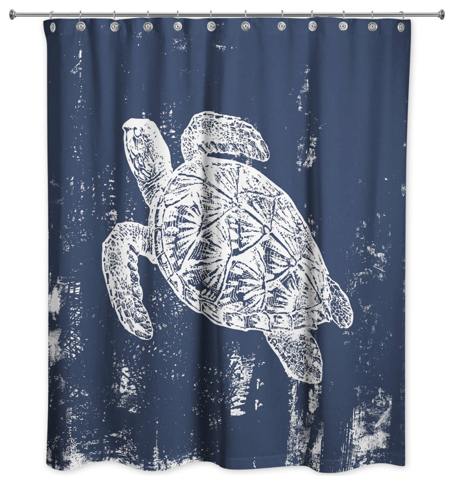 Sea Turtle Stamp 3 71x74 Shower Curtain