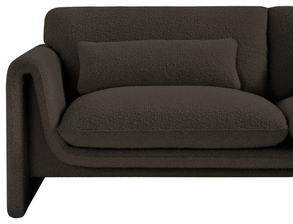 Stylus Boucle Fabric Upholstered Sofa, Brown