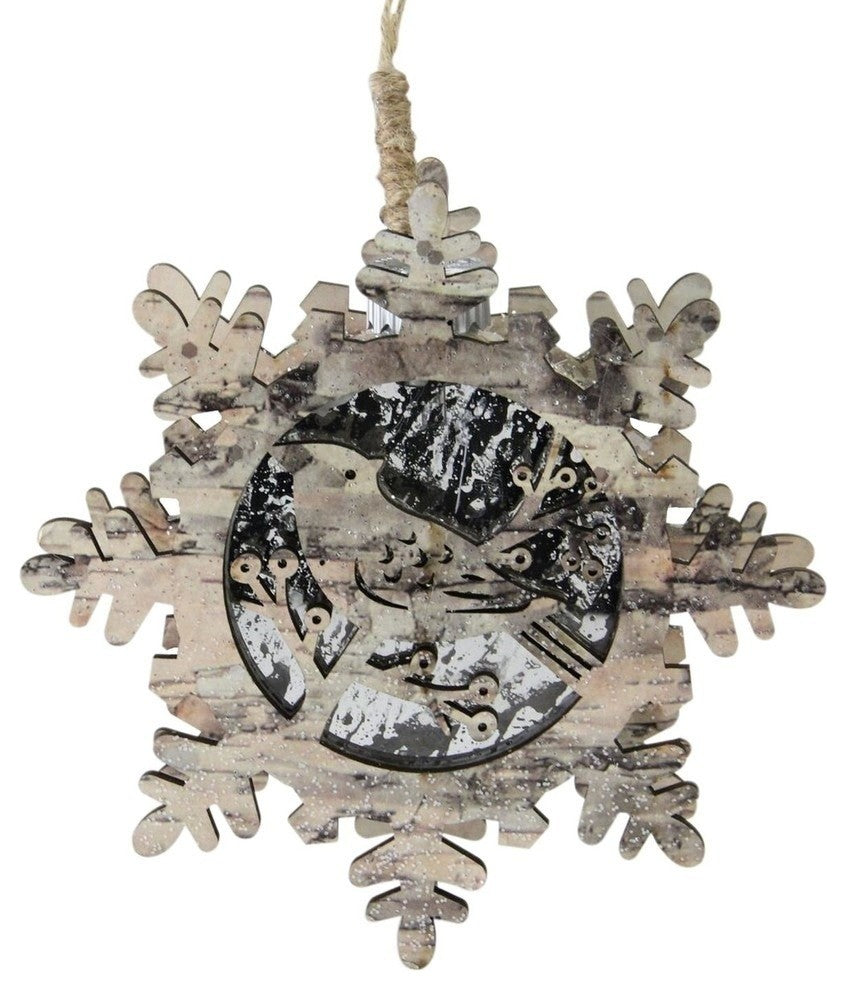 6" Luxury Pre-Lit Snowflake With Bird Christmas Ornament