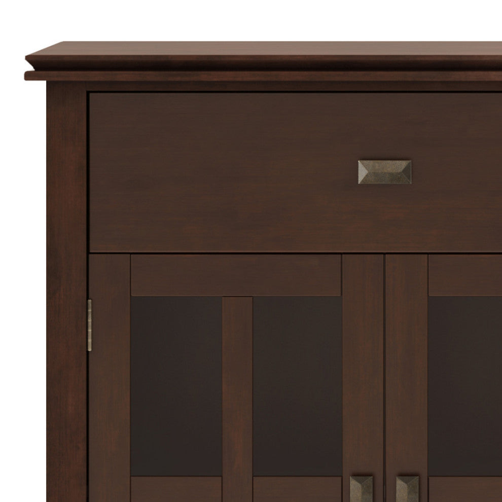 Artisan Solid Wood Large 4 Door Sideboard Buffet, Russet Brown