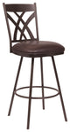 26" Stylish Brown Faux Leather Brown Metal Lattice Back Swivel Bar Stool