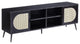 Benzara BM275490 TV Entertainment Center, Front 2 Cabinet, Metal Legs, Black