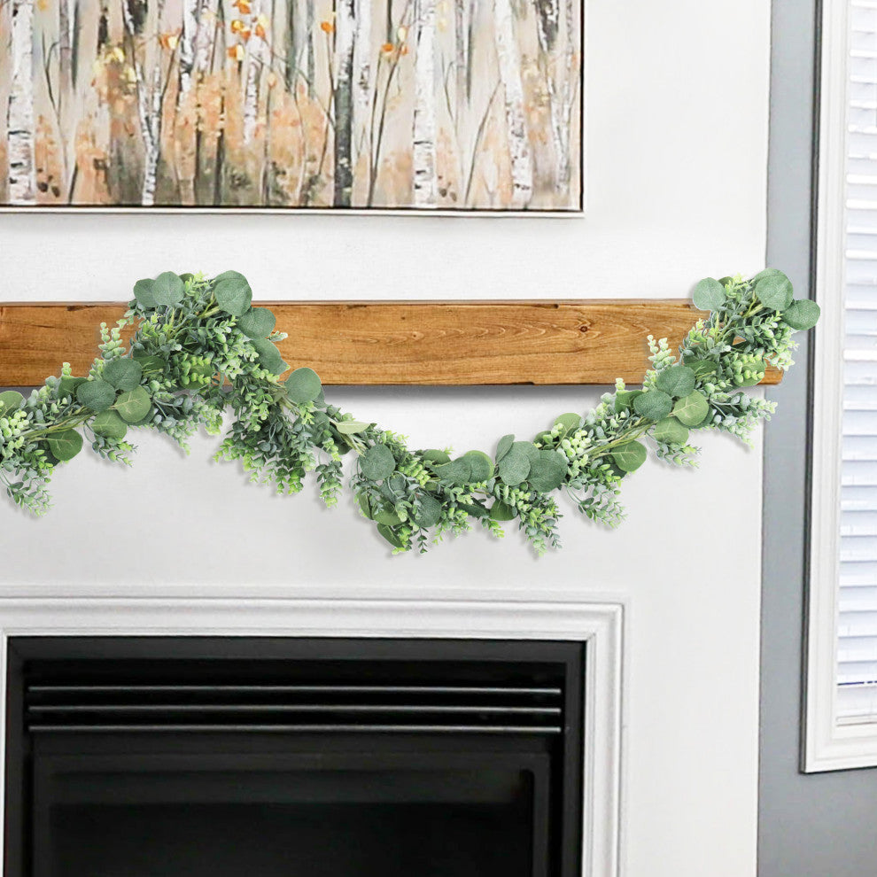 6' Deluxe Artificial Mixed Eucalyptus Leaf Vine Hanging Plant Greenery Garland