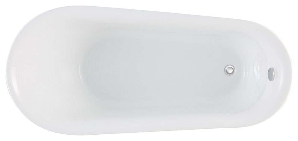 67 in. Acrylic Single Slipper Freestanding Clawfoot Soaking Bathtub in White