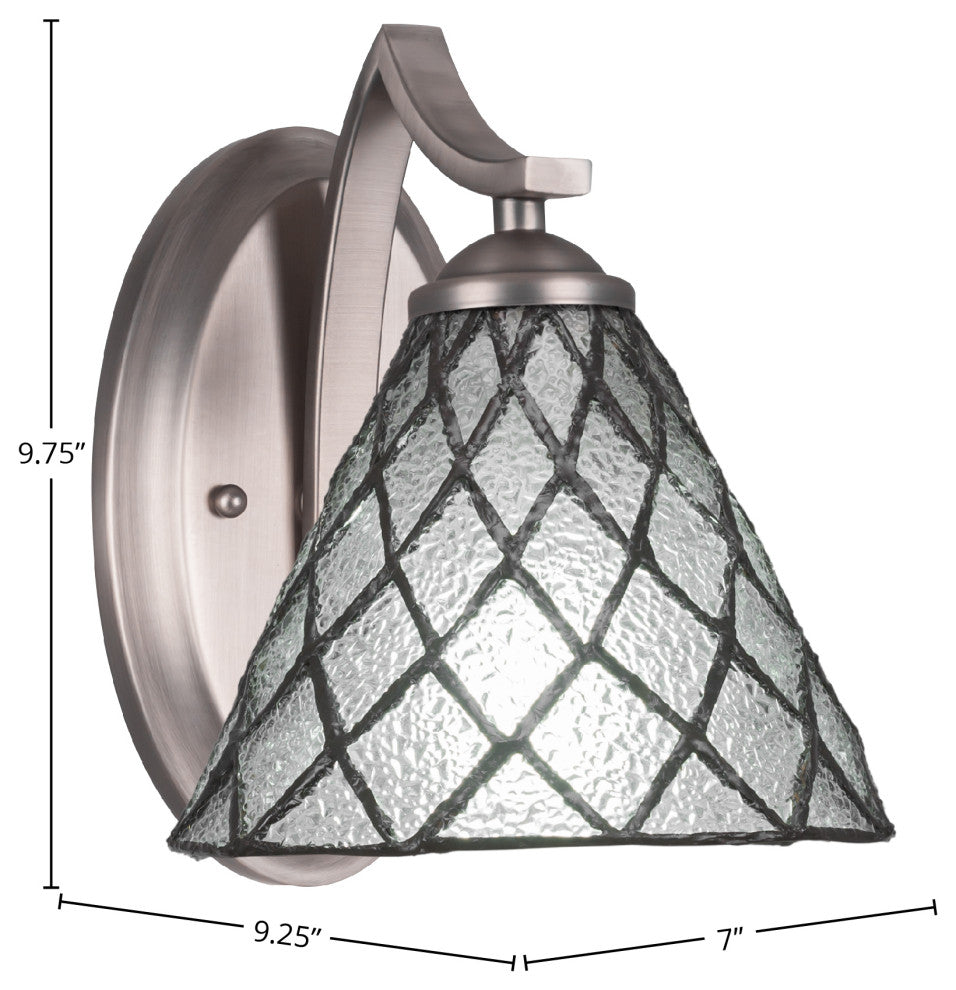 Zilo Wall Sconce Shown, Graphite Finish With 7" Diamond Ice Art Glass