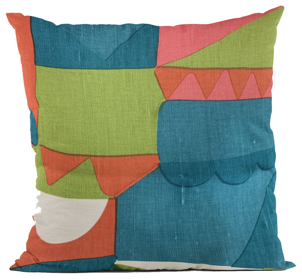 Plutus Blue Dino Graphic Print Luxury Throw Pillow, 22"x22"