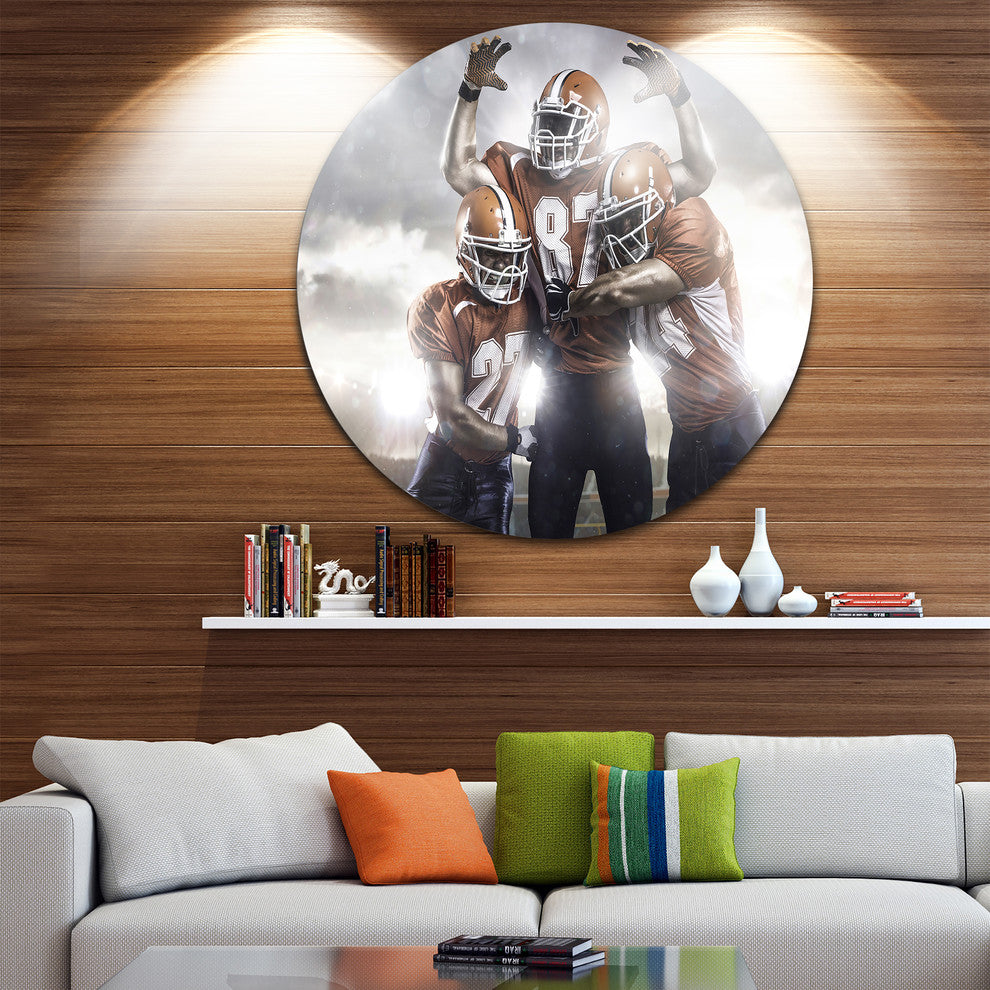 American Footballer In Action, Sports Digital Disc Metal Artwork, 23"