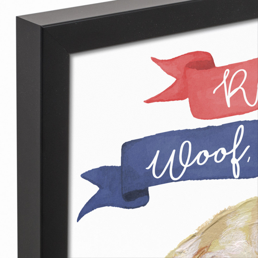 Red Woof and Blue Pup 13.73 x 19.73 Black Framed Canvas