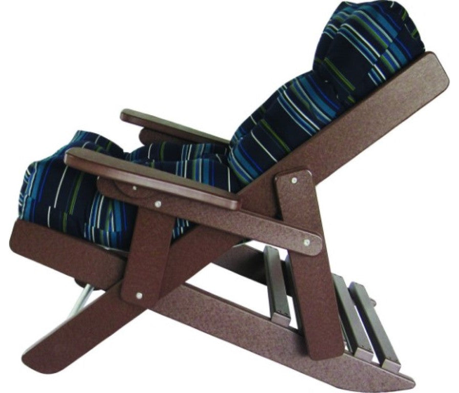 Folding and Reclining Siesta Chair, Poly Lumber, Tudor Brown, Stanton Lagoon