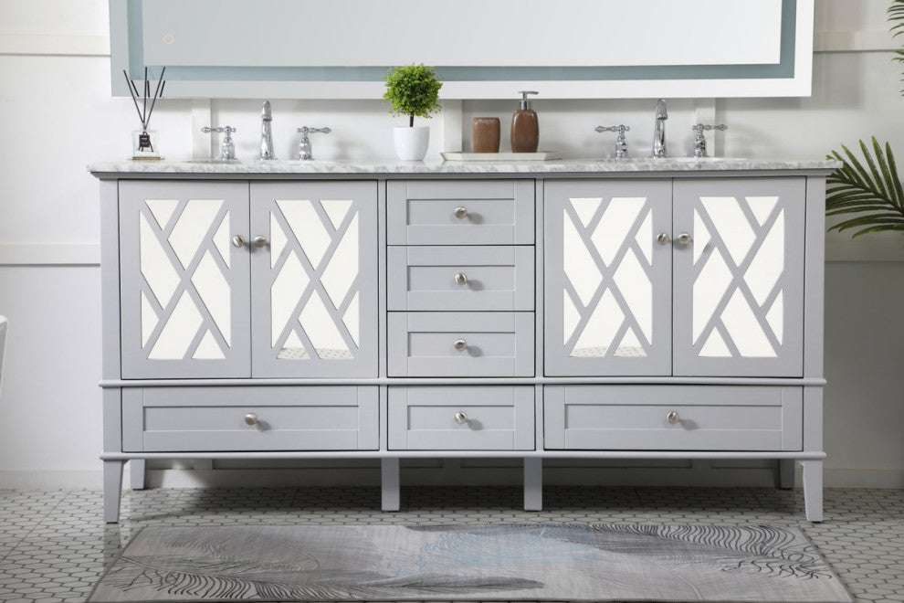 Elegant VF30272DGR 72"Double Bathroom Vanity Set, Gray