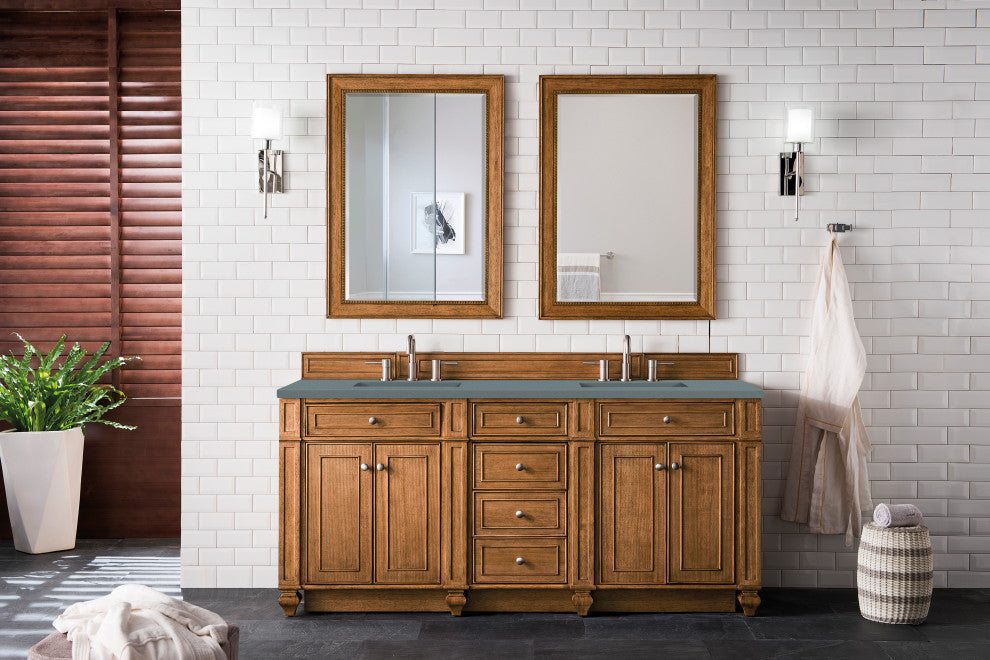 James Martin 157-V72-SBR-3CBL Bristol 72" Double Vanity Saddle Brown Quartz Top