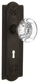 Meadows Plate Passage Round Clear Crystal Glass Knob, Oil Rubbed Bronze