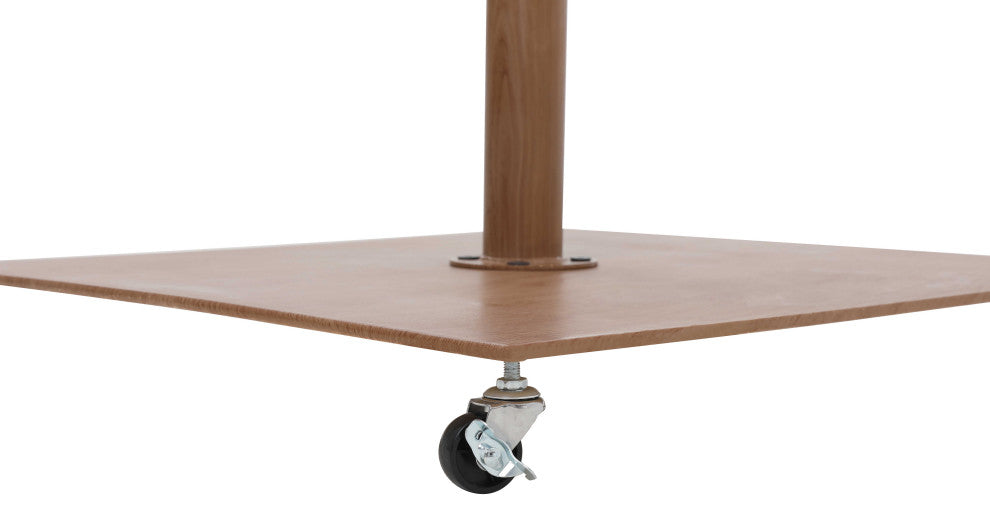 Fiji Patio Umbrella and Base, Black, Matte White Pole, Teak Belize Base
