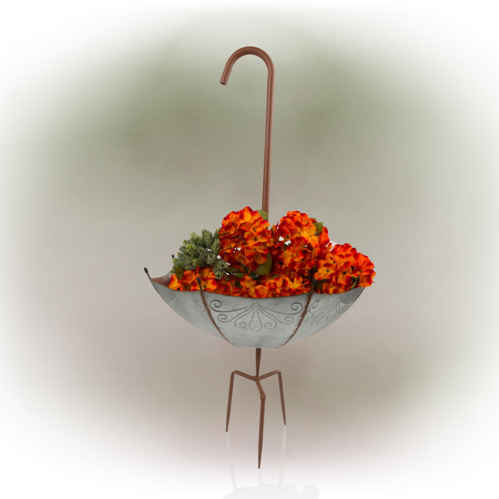 Outdoor Upside Down Umbrella Garden Stake and Planter, 37" Tall