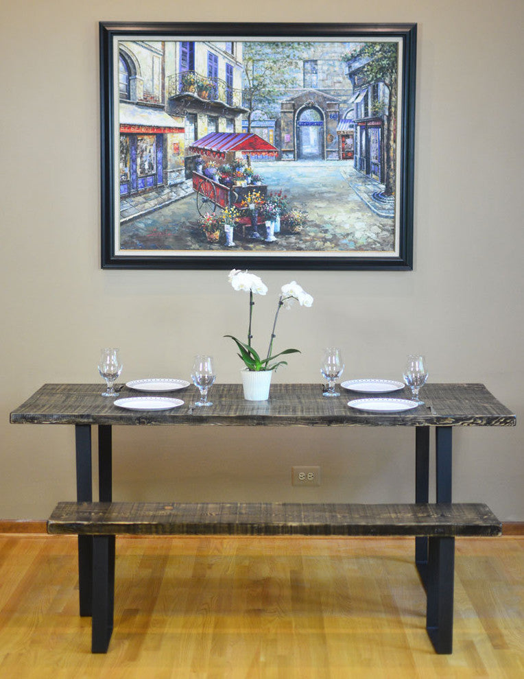 Reclaimed Barn Wood Dining Table Scorched, Endurovar, 36x72x30, Clear Coat