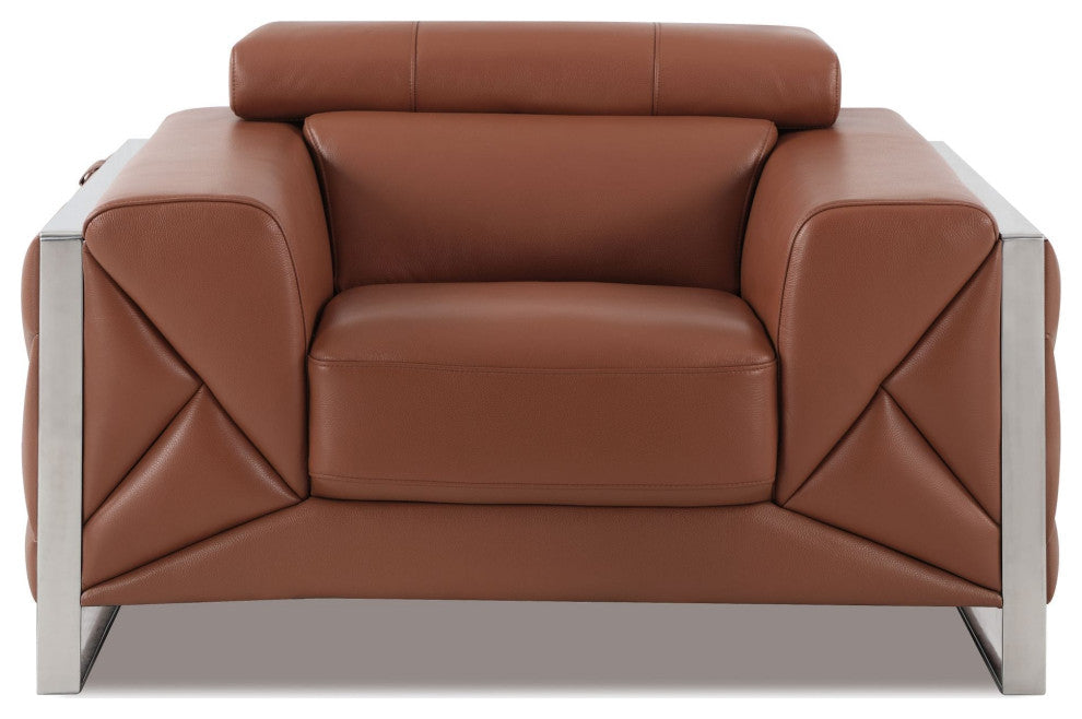 Trento Genuine Italian Leather Modern Chair Camel
