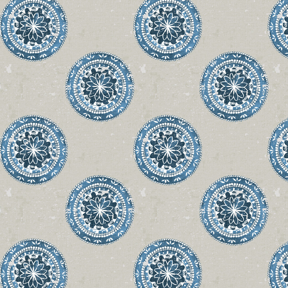 May Square Ottoman, Como Medallion Navy