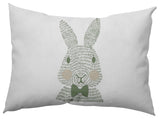 Monochrome Bunny Easter Decorative Lumbar Pillow, Laurel Tree Green, 14x20"