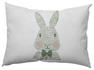 Monochrome Bunny Easter Decorative Lumbar Pillow, Laurel Tree Green, 14x20"