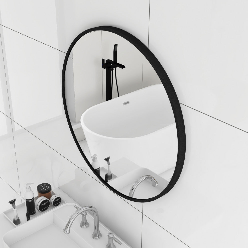 Round Framed Wall Mounted Bathroom Vanity Mirror, 30''