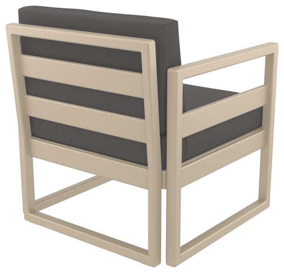 Compamia Mykonos Club 3-Piece Seating Set, Taupe With Sunbrella Charcoal Cushion