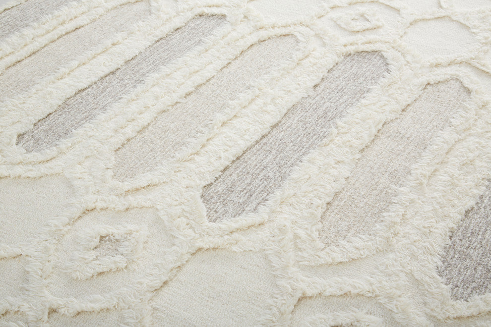Weave & Wander Elika Wool Rug, Ivory/Taupe/Tan, Ivory, 2ft x 3ft Rug