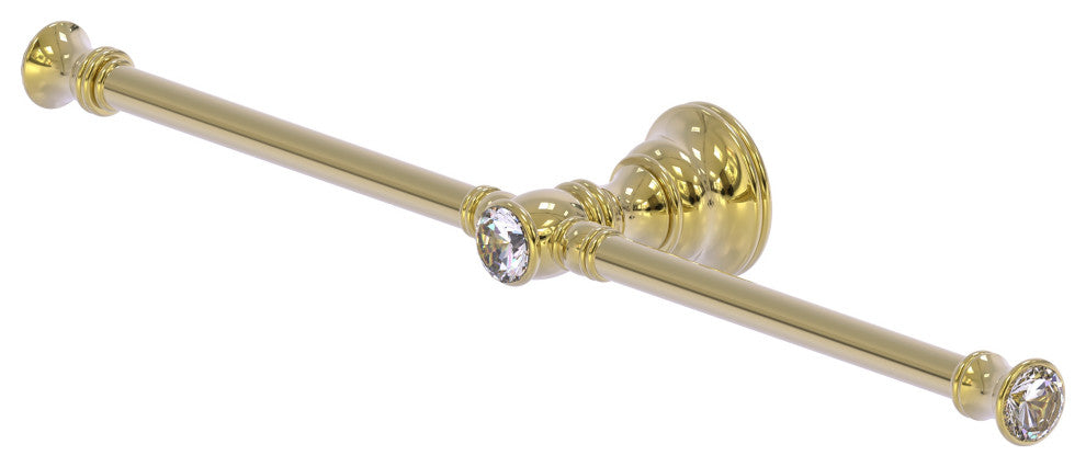Carolina Crystal 2 Arm Guest Towel Holder, Unlacquered Brass