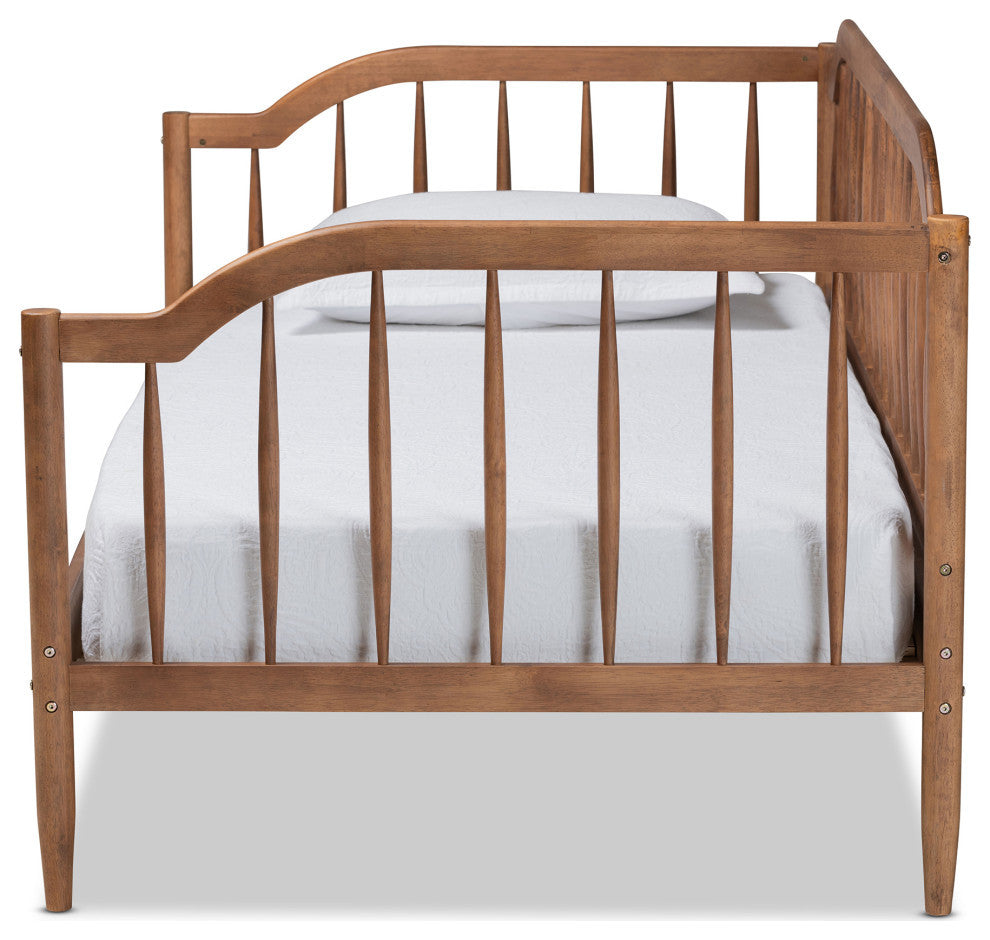 Jennine Mid-Century Twin Size Daybed, Walnut Brown