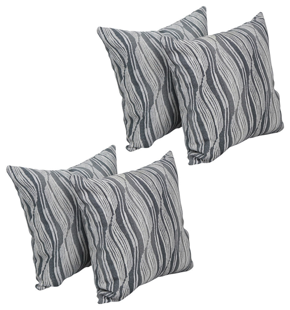 17" Jacquard Throw Pillows With Inserts, Set of 4, Clove Minera
