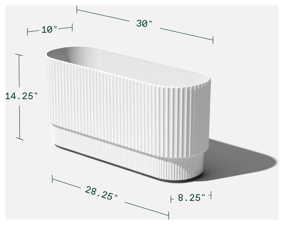 Veradek Demi Series Long 30" Planter, White, 30 Inch, 2 Pack