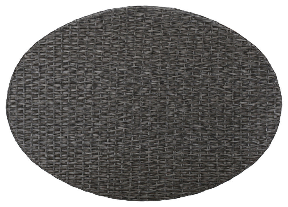 GDF Studio 5-Piece Currituck Outdoor Black Wicker Sofa, Dark Gray Set