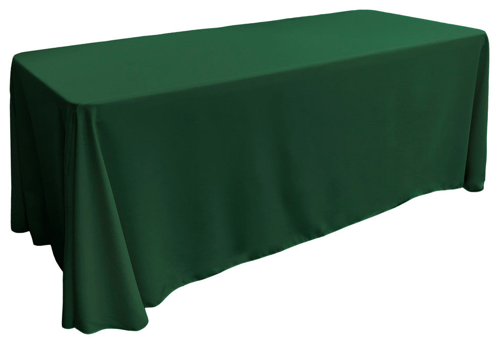 LA Linen Rectangular  Polyester Poplin Tablecloth, Hunter Green, 90"x132"